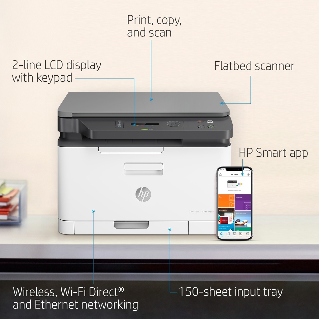 HP Color Laser MFP 178nw, Print, copy, scan, Scan to PDF